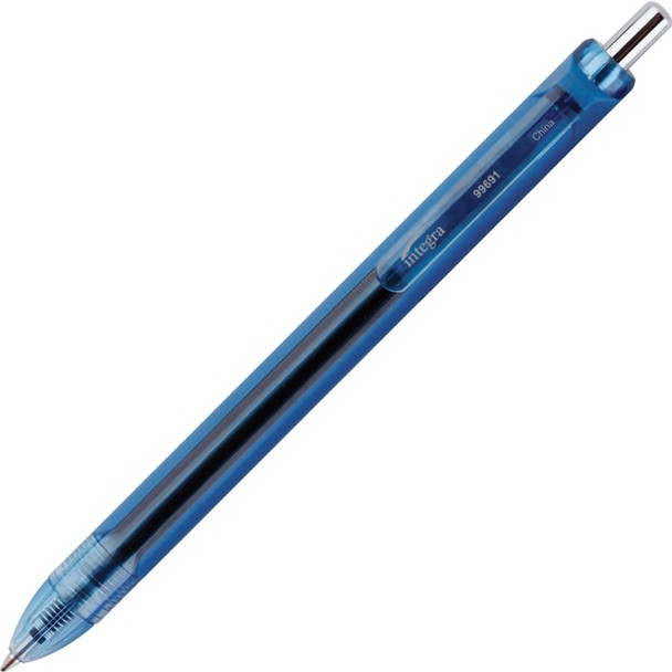 Integra Quick Dry Gel Ink Retractable Pen - 0.7 mm Pen Point Size - Retractable - Blue Gel-based Ink - 1 Dozen
