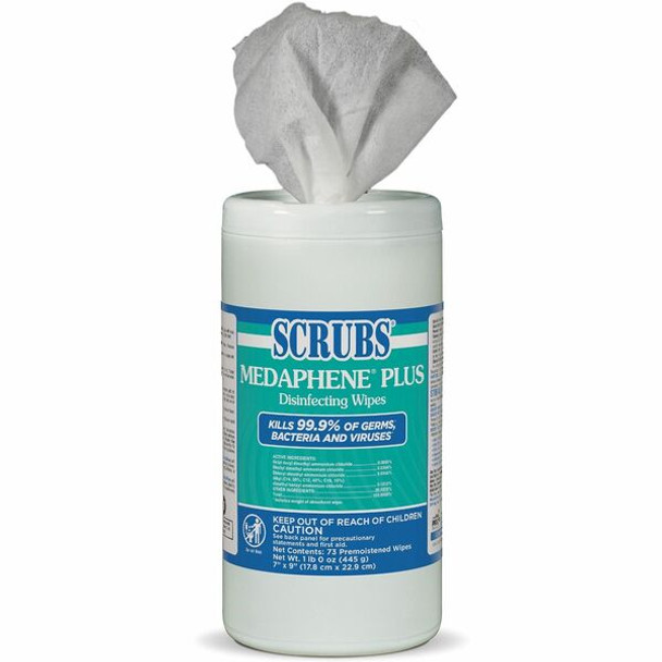 SCRUBS Medaphene Plus Disinfecting Wipes - Citrus Scent - 9" Length x 6" Width - 73 - 6 / Carton - Colorless
