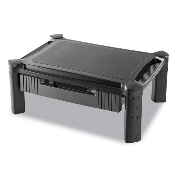 Large Monitor Stand with Cable Management and Drawer, 18.38" x 13.63" x 5", Black