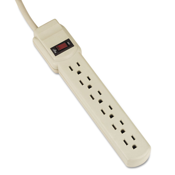 Power Strip, 6 Outlets, 4 ft Cord, Ivory