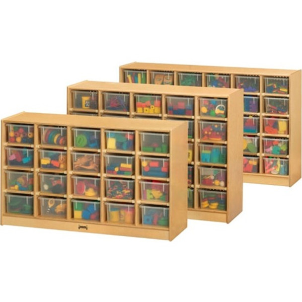 Jonti-Craft Rainbow Accents 25 Cubbie Mobile Storage - 35.5" Height x 48" Width x 15" Depth - Durable, Laminated - Baltic - Acrylic, Rubber - 1 Each