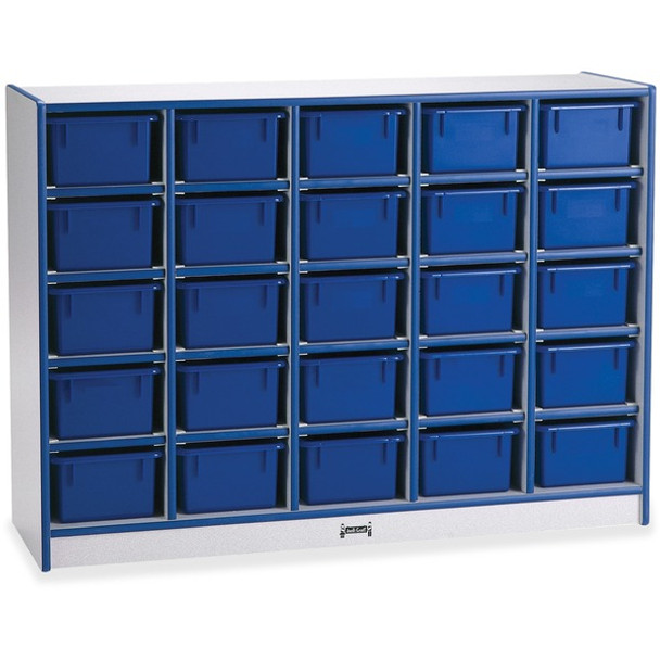 Jonti-Craft Rainbow Accents Cubbie-trays Storage Unit - 25 Compartment(s) - 35.5" Height x 48" Width x 15" Depth - Laminated - Light Wood - Blue - Rubber, Wood - 1 Each