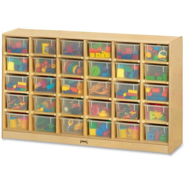 Jonti-Craft Rainbow Accents 30 Cubbie-trays Mobile Storage Unit - 30 Compartment(s) - 35.5" Height x 57.5" Width x 15" Depth - Durable, Non-yellowing - Baltic - Rubber, Acrylic - 1 Each