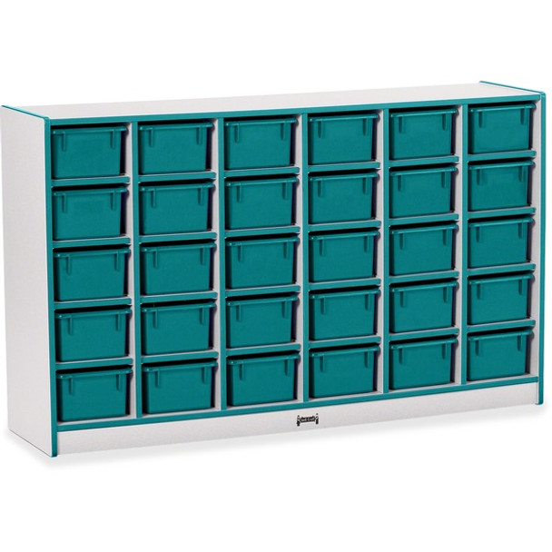 Jonti-Craft Rainbow Accents Cubbie-trays Storage Unit - 30 Compartment(s) - 35.5" Height x 57.5" Width x 15" Depth - Laminated, Chip Resistant - Teal - Rubber - 1 Each