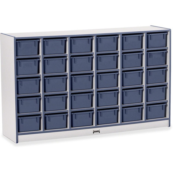 Jonti-Craft Rainbow Accents Cubbie-trays Storage Unit - 30 Compartment(s) - 35.5" Height x 57.5" Width x 15" Depth - Laminated, Chip Resistant - Navy - Rubber - 1 Each