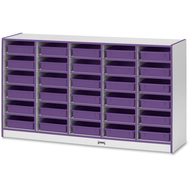 Jonti-Craft Rainbow Accents Mobile Paper-Tray Storage - 30 Compartment(s) - 35.5" Height x 60" Width x 15" Depth - Chip Resistant, Laminated - Purple - Rubber - 1 Each