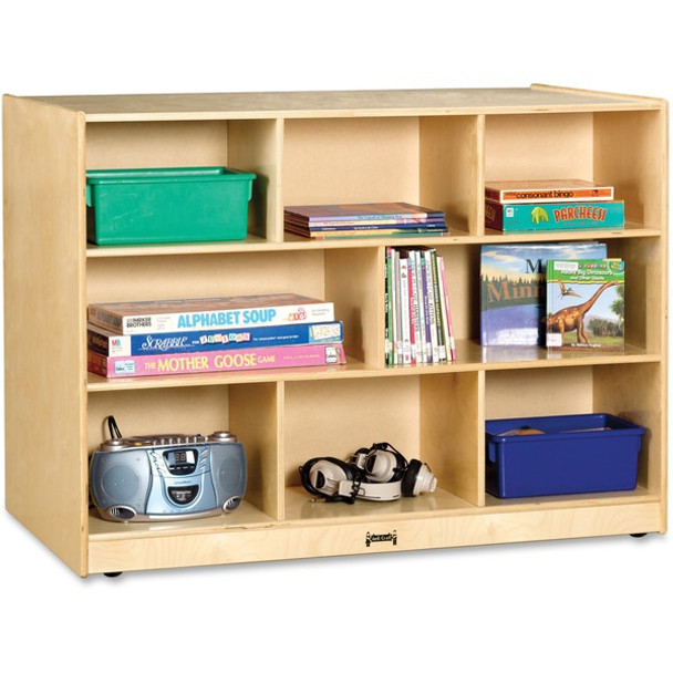 Jonti-Craft Rainbow Accents Super-size Double-sided Storage Shelf - 35.5" Height x 48" Width x 28.5" Depth - Durable, Yellowing Resistant, Rounded Corner - UV Acrylic - Baltic - Hard Rubber - 1 Each