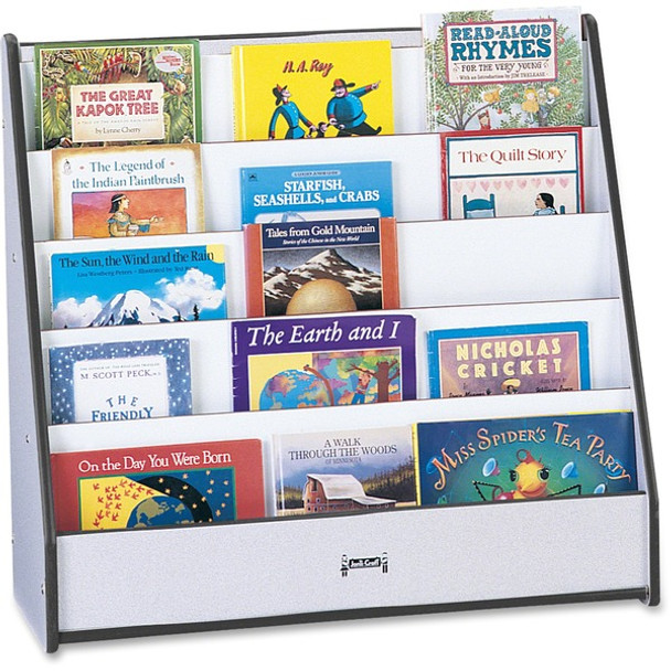 Jonti-Craft Rainbow Accents Laminate 5-shelf Pick-a-Book Stand - 5 Compartment(s) - 1" - 27.5" Height x 30" Width x 13.5" Depth - Rounded Corner, Laminated, Durable - Black - 1 Each