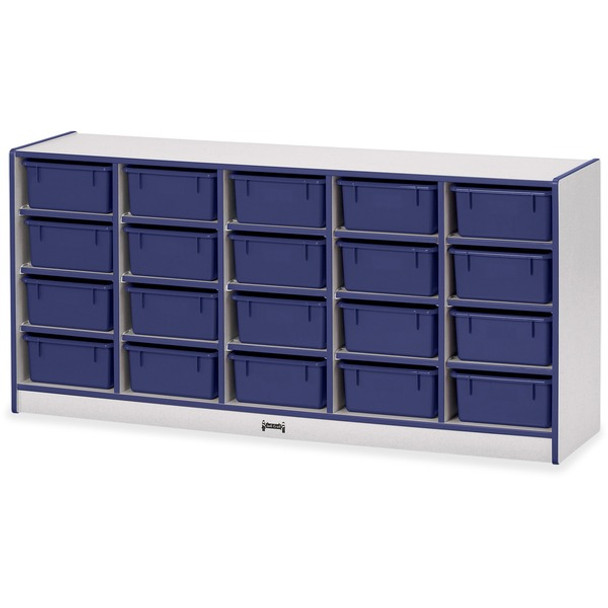 Jonti-Craft Rainbow Accents Cubbie Mobile Storage - 20 Compartment(s) - 29.5" Height x 24.5" Width x 15" Depth - Durable, Laminated - Blue - Hard Rubber - 1 Each