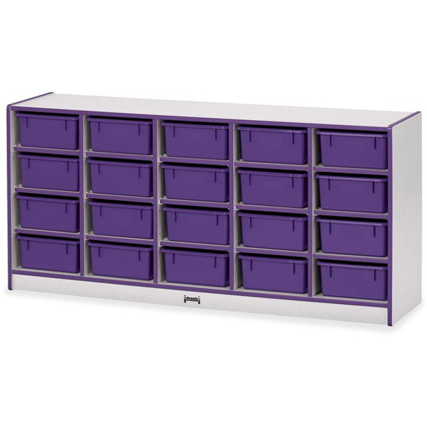 Jonti-Craft Rainbow Accents Cubbie Mobile Storage - 20 Compartment(s) - 29.5" Height x 24.5" Width x 15" Depth - Durable, Laminated - Purple - Hard Rubber - 1 Each