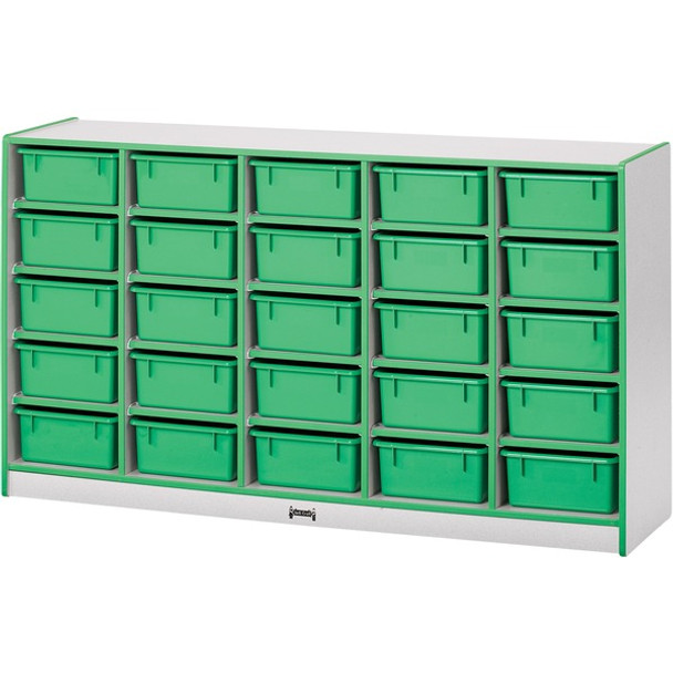 Jonti-Craft Rainbow Accents Cubbie Mobile Storage - 25 Compartment(s) - 35.5" Height x 60" Width x 15" Depth - Durable, Laminated - Teal - Hard Rubber - 1 Each