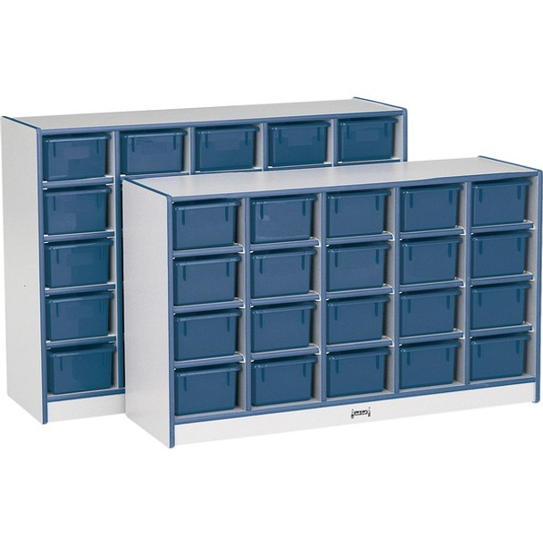Jonti-Craft Rainbow Accents Cubbie Mobile Storage - 25 Compartment(s) - 35.5" Height x 60" Width x 15" Depth - Durable, Laminated - Navy - Hard Rubber - 1 Each