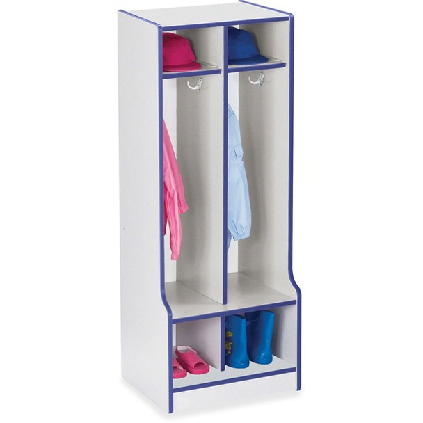 Jonti-Craft Rainbow Accents Double Coat Hooks Step Locker - 2 Compartment(s) - 50.5" Height x 20" Width x 17.5" Depth - Double Hook, Durable - Blue - 1 Each