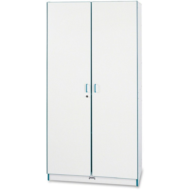 Jonti-Craft Rainbow Accents Classroom Closet - 36" x 24" x 72" - 3 x Shelf(ves) - Hinged Door(s) - Locking Door, Hinged Door, Chip Resistant, Rounded Edge, Adjustable Shelf - Teal - Freckled Gray Laminate