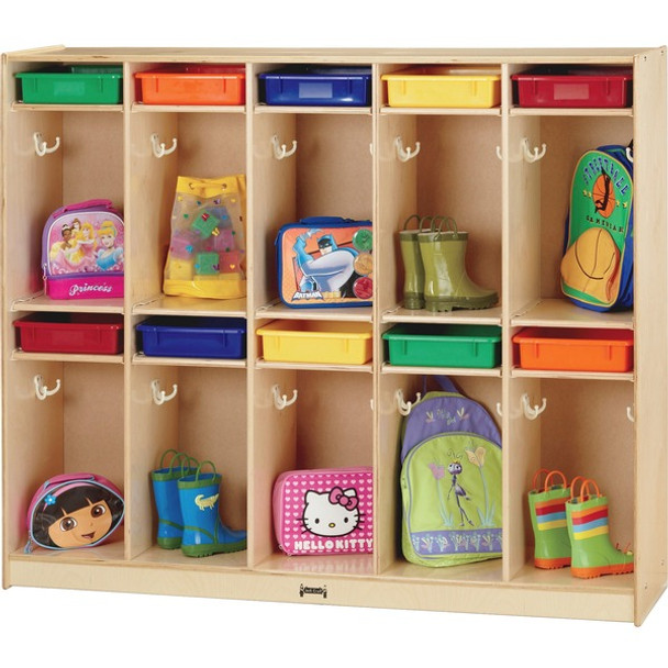 Jonti-Craft 10-Locker Organizer Take Home Center - 10 Compartment(s) - 50.5" Height x 60.5" Width x 15" Depth - Paper Tray Slot, Double Hook - 1 Each