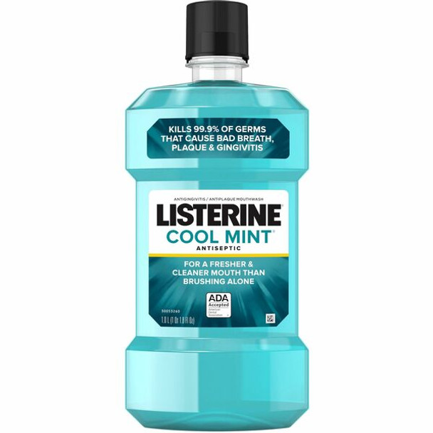 LISTERINE&reg; Cool Mint Antiseptic Mouthwash - For Bad Breath, Cleaning - Cool Mint - 1.06 quart - 1 / Each