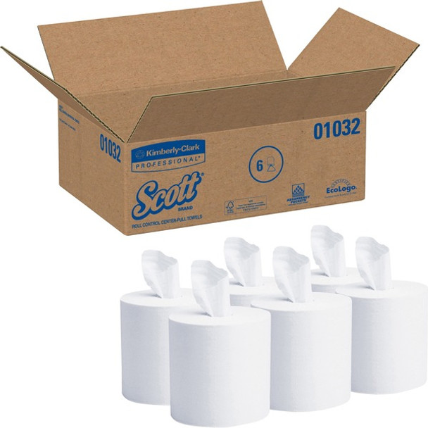 Scott Essential Roll Center Pull Towels with Fast-Drying Absorbency Pockets - 1 Ply - 8" x 12" - 700 Sheets/Roll - White - Paper - Absorbent - 6 / Carton