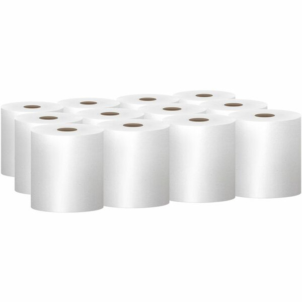 Scott Essential Universal Hard Roll Towels with Absorbency Pockets - 1 Ply - 8" x 800 ft - 7.87" Roll Diameter - White - Nonperforated, Absorbent, Non-chlorine Bleached - 12 / Carton