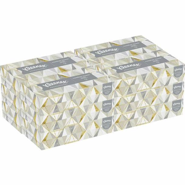 Kleenex Professional Facial Tissue for Business - Flat Box - 2 Ply - 8.30" x 7.80" - White - Soft, Absorbent - 125 Per Box - 12 / Carton
