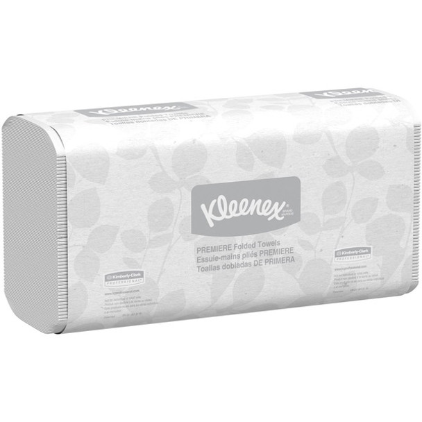 Kleenex Premiere Folded Towels - 9.40" x 12.40" - White - Paper - Tear Resistant, Absorbent, Quick Drying, Hygienic - 120 Per Pack - 25 / Carton