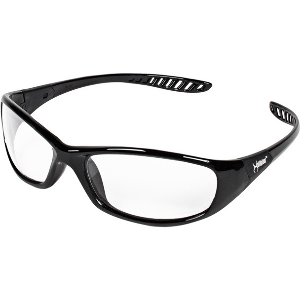 Kleenguard V40 Hellraiser Safety Eyewear - Ultraviolet Protection - Clear Lens - Black Frame - Flex-Point Temple, Wraparound Lens, Scratch Resistant, Lightweight, Flexible - 1 Each