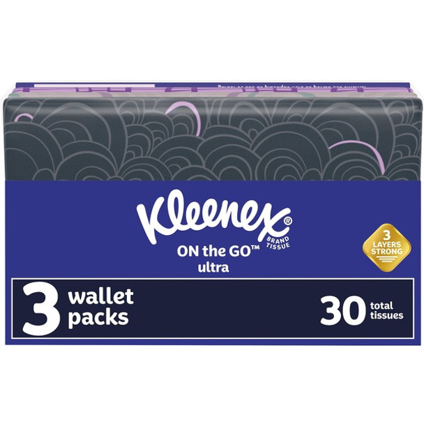 Kleenex On-the-Go Slim Wallet Pack - 30 Facial Tissue-Count - 3 Ply - White - Soft, Durable, Thick, Absorbent, Strong, Moisture Resistant, Portable, Disposable, Eco-friendly, Comfortable, Fragrance-free - 1 Each