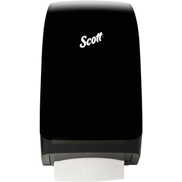 Scott Scott Scottfold Folded Towel Dispenser - 18.8" Height x 10.7" Width x 5.5" Depth - Black - Key Lock, Translucent, See-through Design - 1 Each