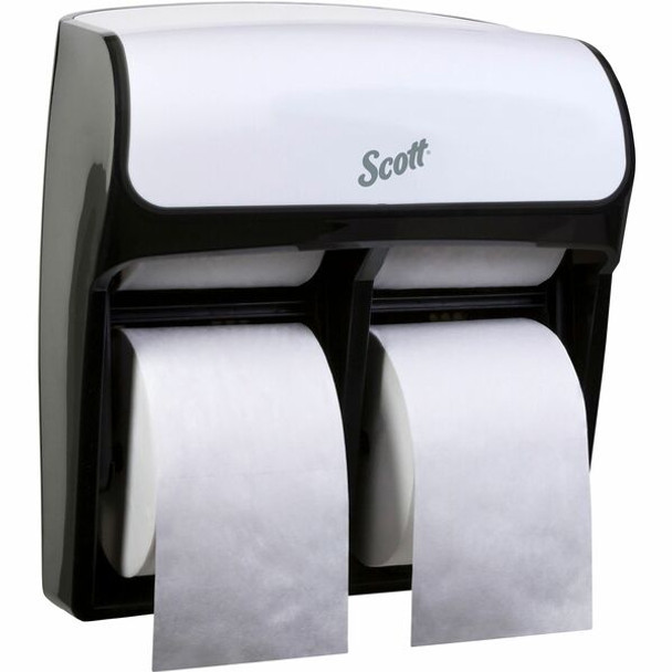 Scott Pro High-Capacity Coreless Standard Roll Toilet Paper Dispenser - Roll Dispenser - 4 x Roll - 12.8" Height x 11.3" Width x 6.2" Depth - Plastic - White - Compact, Durable - 1 Each