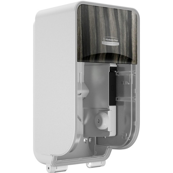 Kimberly-Clark Professional ICON Standard Roll Vertical Toilet Paper Dispenser - Coreless - 2 x Roll - Ebony Woodgrain - Refillable, Key Lock - 1 Each