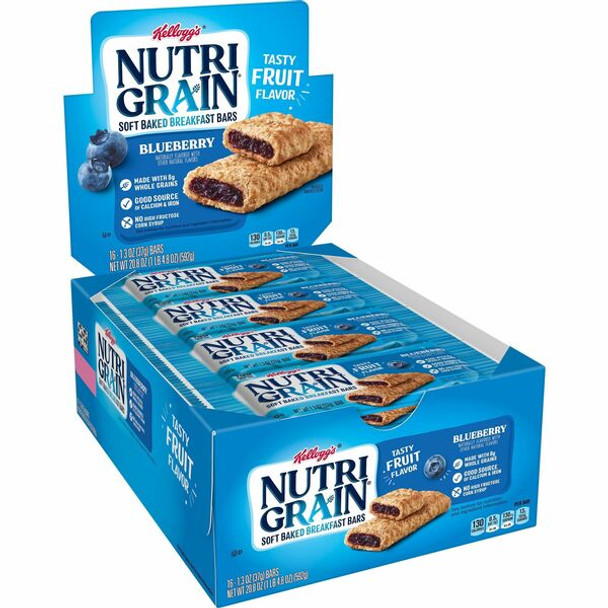 Kellogg's&reg Nutri-Grain&reg Bar Blueberry - Individually Wrapped, Low Fat - Blueberry - 16 / Box