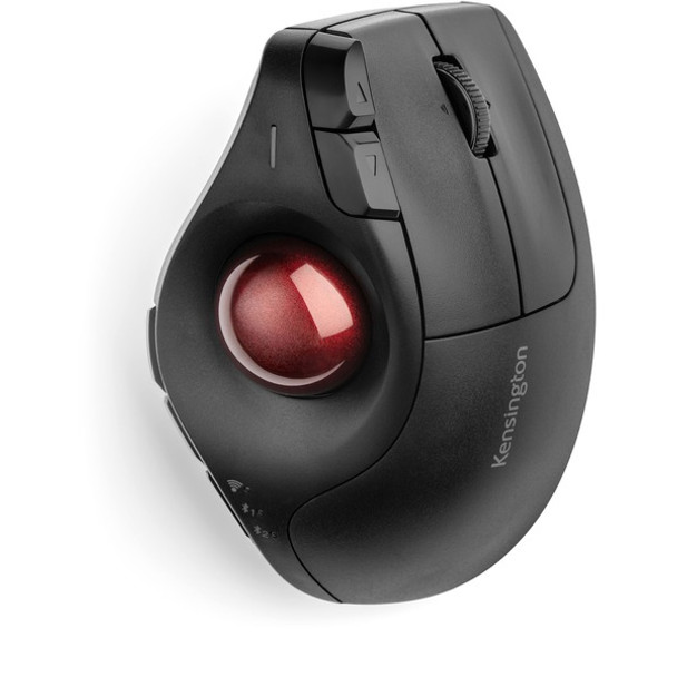 Kensington Pro Fit Ergo Vertical Wireless Trackball - Optical - Wireless - Bluetooth/Radio Frequency - 2.40 GHz - Black - 1 Pack - Scroll Wheel - 9 Button(s)