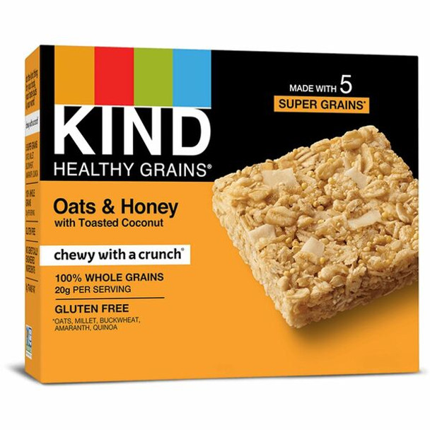 KIND Healthy Grains Bars - Trans Fat Free, Gluten-free, Low Sodium, Cholesterol-free - Oats & Honey with Toasted Coconut - 1.20 oz - 15 / Box