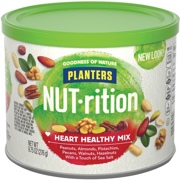 Hormel Foods NUT-rition Heart Healthy Mix - Resealable Container - Almond, Pecan, Hazelnut, Pistachio, Peanut, Walnut - 9.75 oz - 1 Each