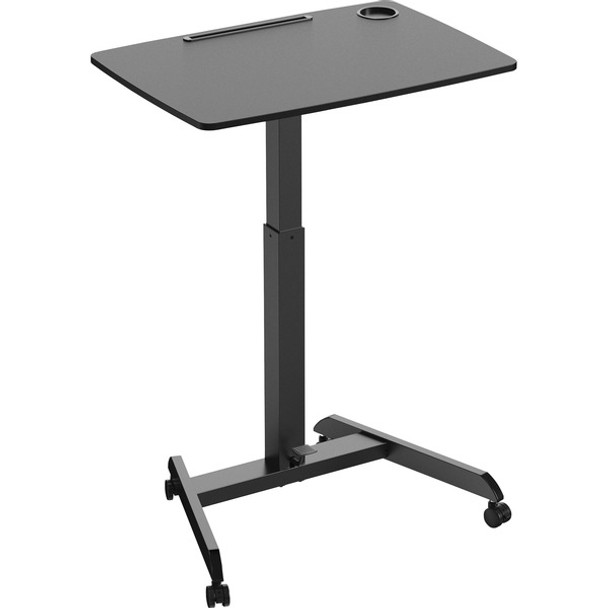 Kantek Adjustable Height Mobile Sit Stand Desk - Adjustable Height - 22" Table Top Length x 31.50" Table Top Width - 49" Height - Assembly Required - Black - Melamine Top Material - 1 Each