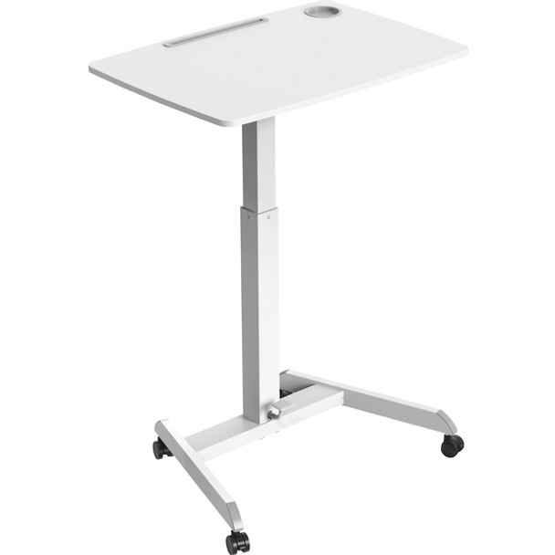 Kantek Adjustable Height Mobile Sit Stand Desk - Adjustable Height - 22" Table Top Length x 31.50" Table Top Width - 49" Height - Assembly Required - White - Melamine Top Material - 1 Each
