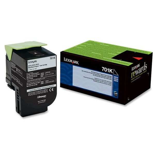 Lexmark Unison 701K Toner Cartridge - Laser - Standard Yield - 1000 Pages - Black - 1 Each