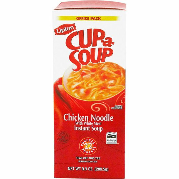 Lipton&reg; Cup-a-Soup Chicken Noodle Instant Soup - Low Calorie - Cup - 1 Serving Cup - 0.45 oz - 22 / Box