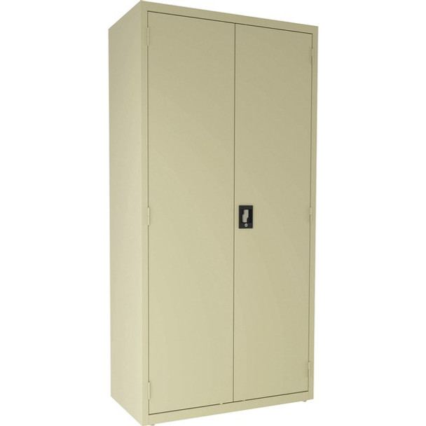 Lorell 4-shelf Steel Janitorial Cabinet - 36" x 18" x 72" - 4 x Shelf(ves) - Hinged Door(s) - Locking System, Welded, Sturdy, Recessed Locking Handle, Durable, Powder Coat Finish, Storage Space, Adjustable Shelf - Putty - Steel - Recycled