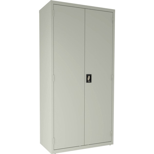 Lorell 4-shelf Steel Janitorial Cabinet - 36" x 18" x 72" - 4 x Shelf(ves) - Hinged Door(s) - Locking System, Welded, Sturdy, Recessed Locking Handle, Durable, Removable Lock, Storage Space, Adjustable Shelf - Light Gray - Powder Coated - Recycled