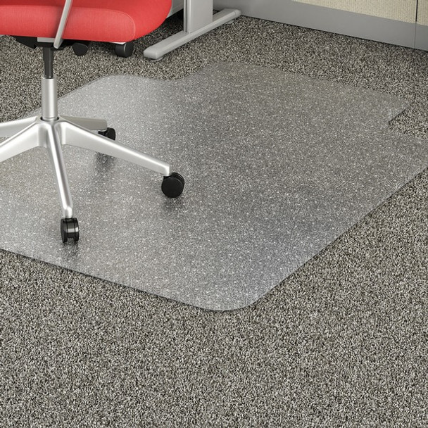 Lorell Economy Low Pile Standard Lip Chairmat - Carpeted Floor - 48" Length x 36" Width x 95 mil Thickness - Lip Size 10" Length x 19" Width - Rectangular - Vinyl - Clear - 1Each