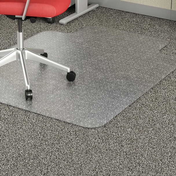 Lorell Low Pile Wide Lip Economy Chairmat - Carpeted Floor - 53" Length x 45" Width x 95 mil Thickness - Lip Size 12" Length x 25" Width - Vinyl - Clear - 1Each