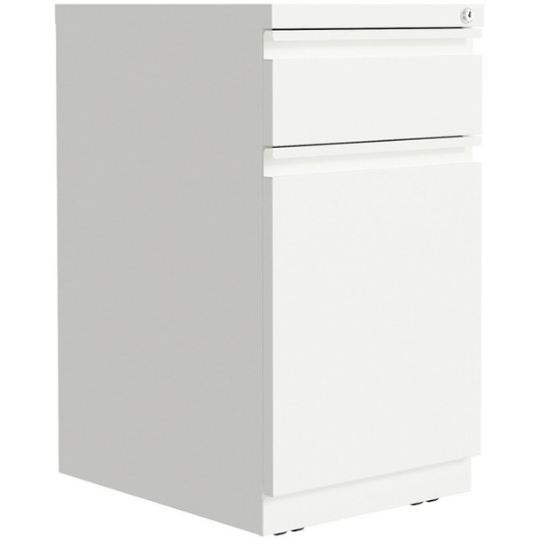 Lorell Mobile Pedestal File with Backpack Drawer - 15" x 27.8"20" - 2 x Box, File Drawer(s) - Finish: White