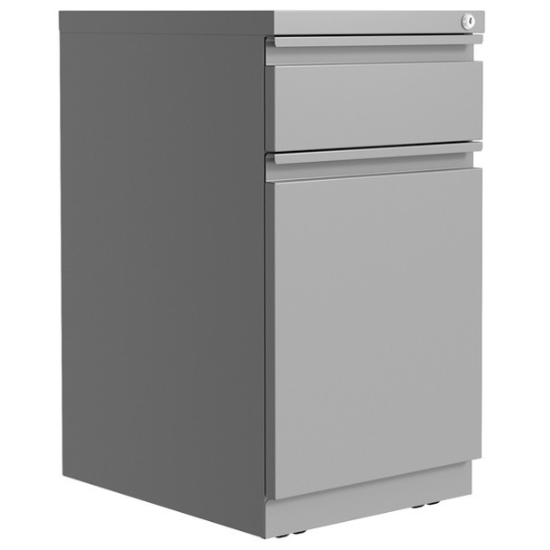 Lorell Mobile Pedestal File with Backpack Drawer - 15" x 27.8"20" - 2 x Box, File Drawer(s) - Finish: Silver