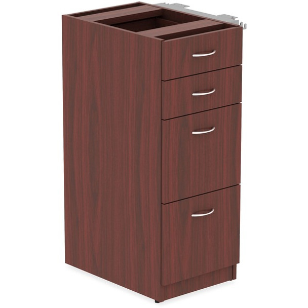 Lorell Relevance Series Mahogany Laminate Office Furniture Storage Cabinet - 4-Drawer - 15.5" x 23.6"40.4" - 4 x File, Box Drawer(s) - Finish: Mahogany, Laminate