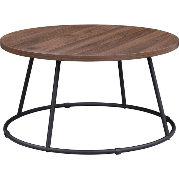 Lorell Round Coffee Table - For - Table TopWalnut Round Top - Powder Coated Four Leg Base - 4 Legs x 1" Table Top Thickness x 31.50" Table Top Diameter - 16.75" Height - Assembly Required - 1 Each