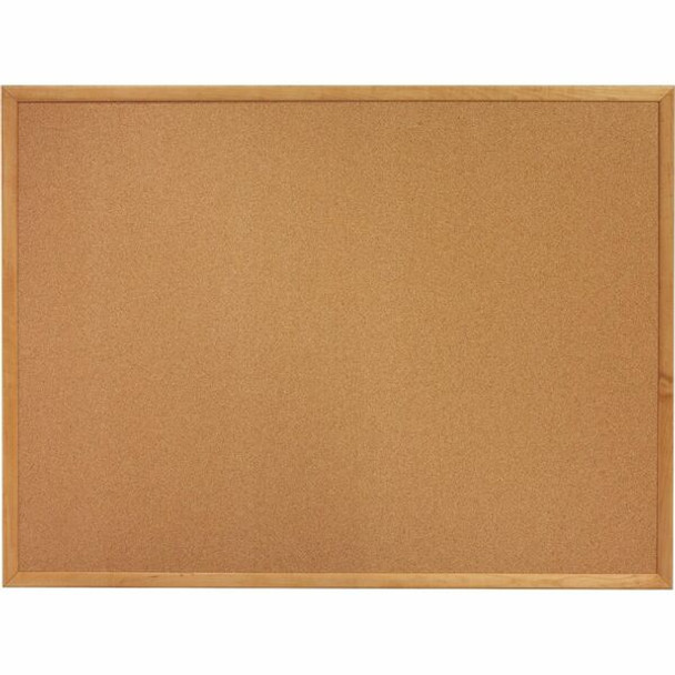 Lorell Oak Wood Frame Cork Board - 24" Height x 36" Width - Cork Surface - Long Lasting, Warp Resistant - Brown Oak Frame - 1 Each