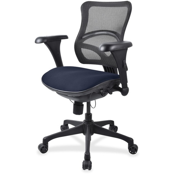 Lorell Mid-back Fabric Seat Chair - Periwinkle Blue Fabric Seat - Black Plastic Frame - 5-star Base - 1 Each
