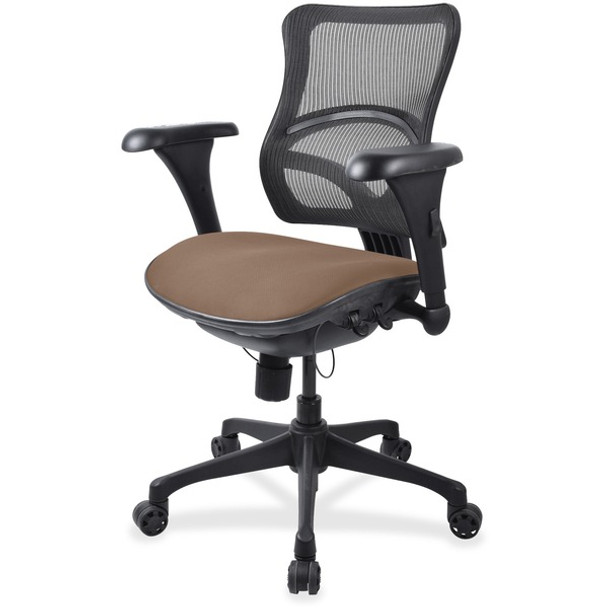 Lorell Mid-back Fabric Seat Chair - Malted Fabric Seat - Black Plastic Frame - 5-star Base - 1 Each