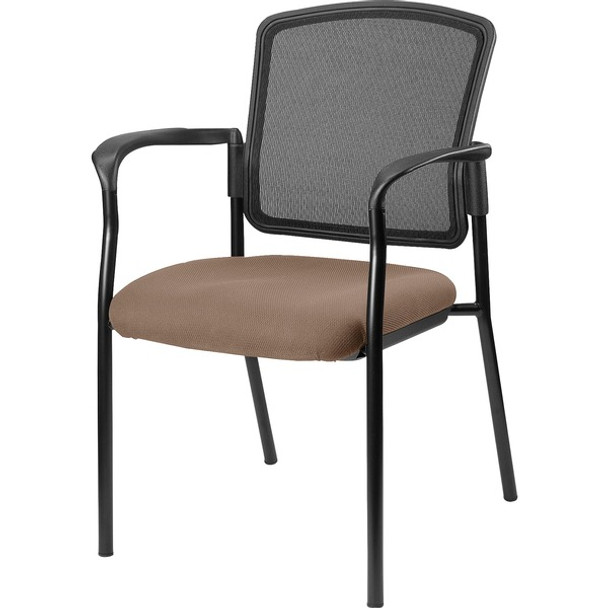 Lorell Breathable Mesh Guest Chairs - Fabric Seat - Black, Powder Coated Steel Frame - Malted - Armrest - 1 Each