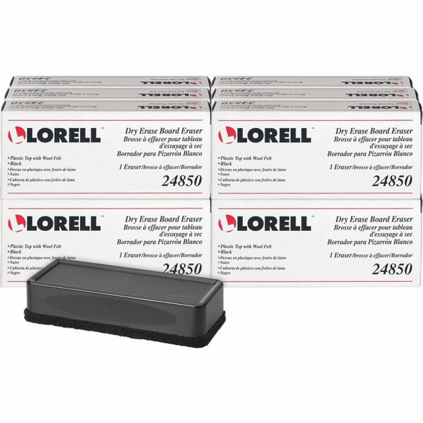 Lorell Dry-erase Board Eraser - Black - 12 / Box